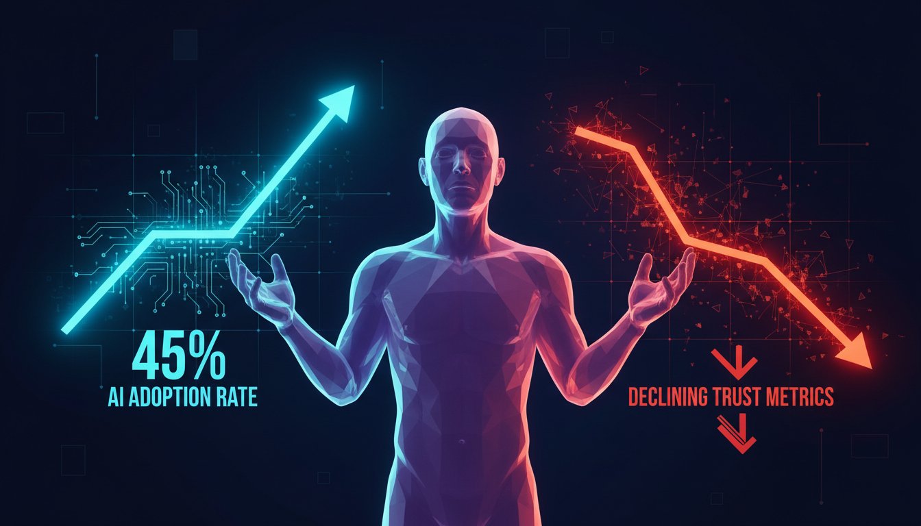 The 45% Paradox: Why Rising AI Workplace Adoption Is Collapsing Worker Trust—And What Your RAG System Design Must Solve